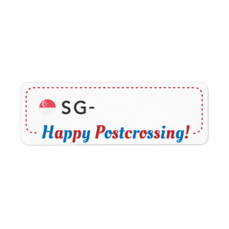 Postkorts-ID SG Singapore Postcross Returadress Etikett