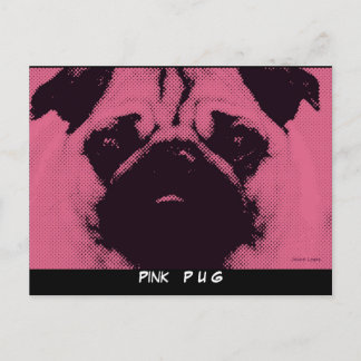 Postkortsmall, Pug hund rosa Vykort