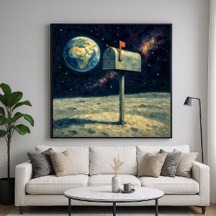 Postlåda måne - Pastel Painterly Stil Art Poster