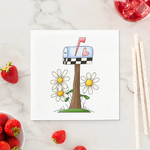 Postlåda med Daisy och Flagga Land Garden Pappersservett