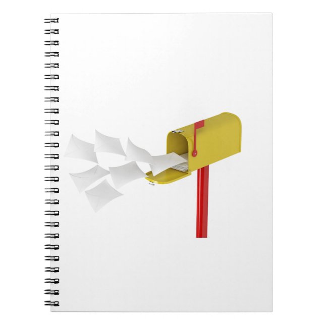 Postlåda med flygande brev anteckningsbok (Framsidan)