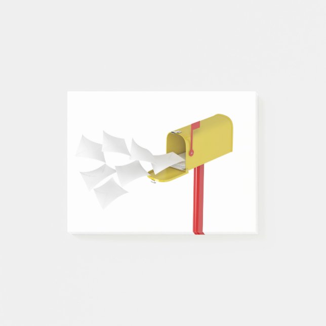 Postlåda med flygande brev post-it block (Framsida)