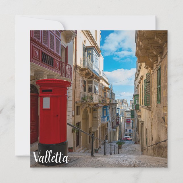 Postlåda med röd vintage på Malta (Framsida)