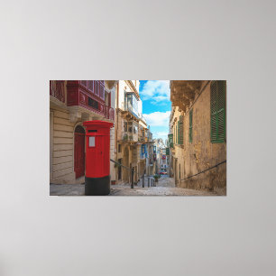 Postlåda med röd vintage på Malta Canvastryck