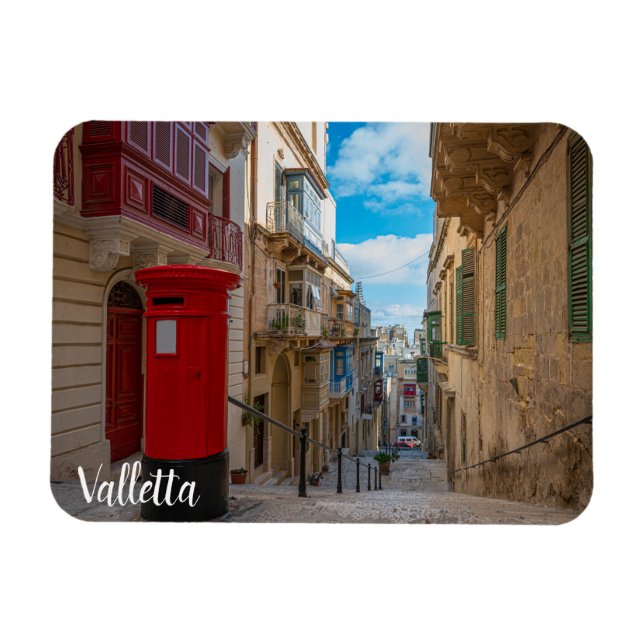 Postlåda med röd vintage på Malta Magnet (Horisontell)