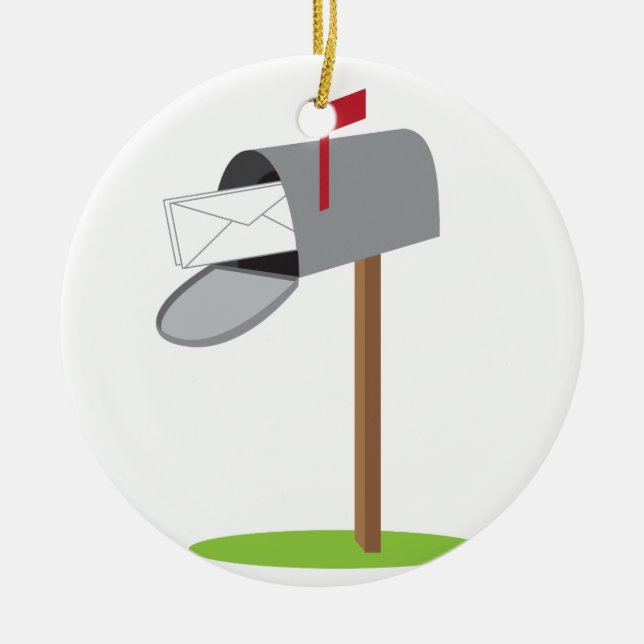 Postlåda och Brev Julgransprydnad Keramik (Framsidan)