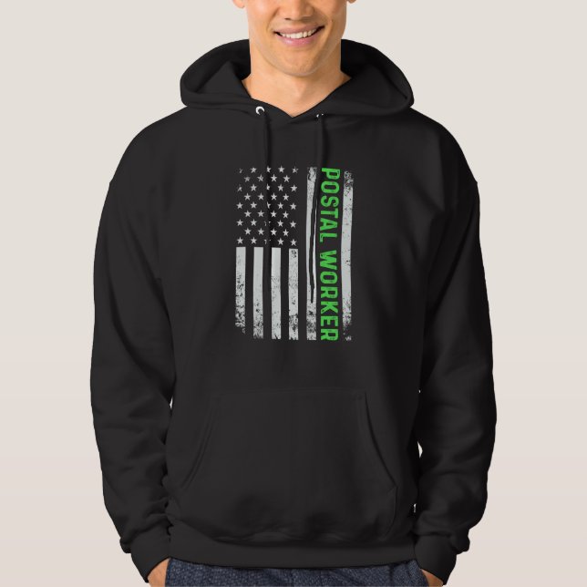 Postman American Distressed Flag Mailman US Postal Hoodie (Framsida)