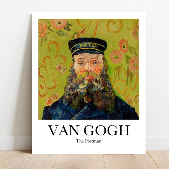 Postman av Vincent van Gogh Poster (Van Gogh's Postman: Bold colors, postman portrait. Bright yellow & blue. A touch of Impressionism)