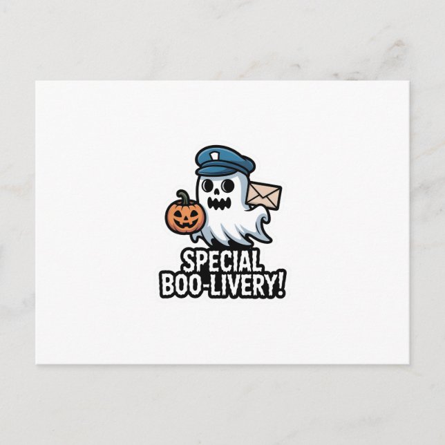 Postman Boo – Spooky Cute Halloween Ghost Delivery Inbjudan Vykort (Framsida)