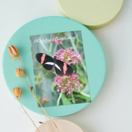 Postman Butterfly på Rosa Flowers födelsedagskort Kort