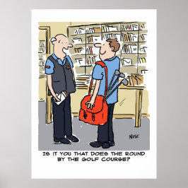 Postman har en runda nära en Golf-kurs Poster