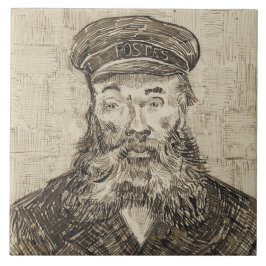 Postman Joseph Roulin (Sepia Sketch) (från van Gog Kakelplatta