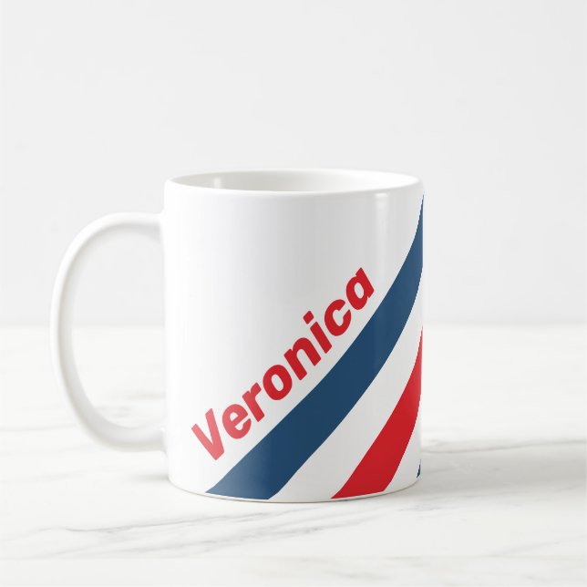 Postman Nostalgiska Ränder med Namn Kaffemugg (Vänster)