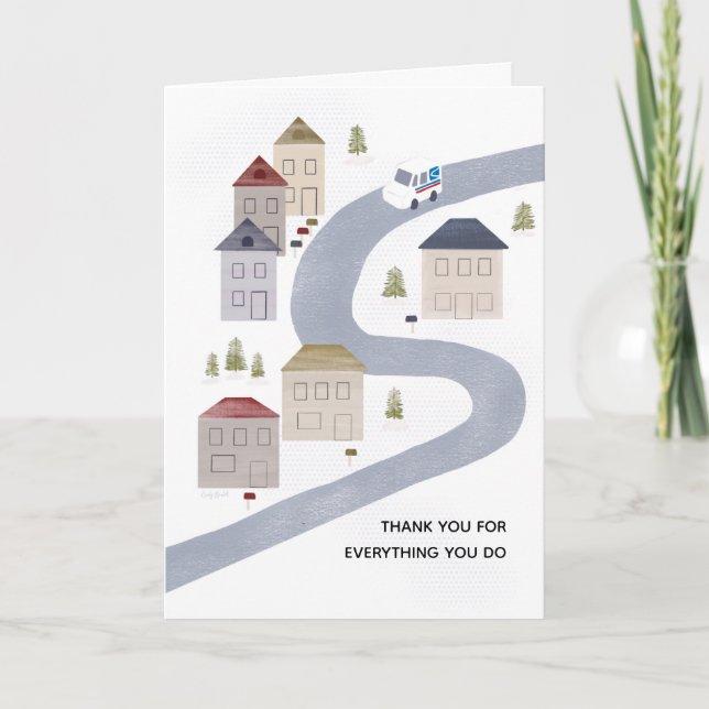 Postman Post Dam Jul Tack Vinter Scen Kort (Framsida)