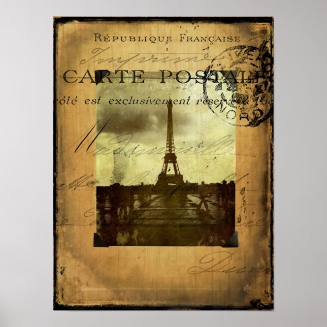 Postmarkerad Paris-Poster Poster (Framsidan)
