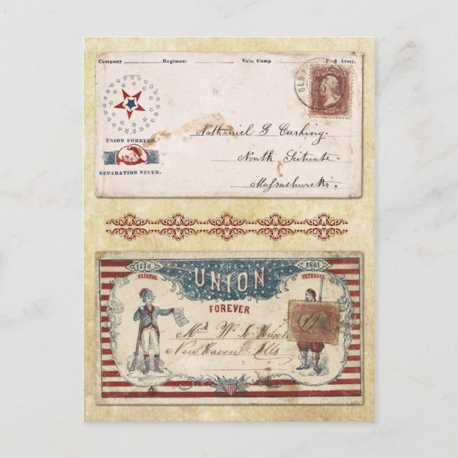 Postmarkerat anslag för civila Krig med unionen Vykort (Framsida)