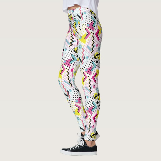 Postmodern Memphis Stil Mönster Leggings (Vänster)