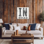 Postnummer Indiana för jordbruksföretaget Rustic S Canvastryck<br><div class="desc">Det här rustiska tecknet är ett enkelt sätt att visning kärlek hemma. Postnumret kan vara personlig med valfri postkod i tillståndet. Gör en underbar gåva. Skapat av Farmhouse Press.</div>