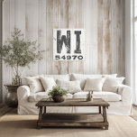 Postnummer Wisconsin för jordbrukshuset Canvastryck<br><div class="desc">Det här rustiska tecknet är ett enkelt sätt att visning kärlek hemma. Postnumret kan vara personlig med valfri postkod i tillståndet. Gör en underbar gåva. Skapat av Farmhouse Press.</div>