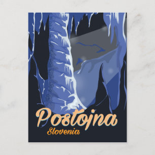 Postojna Slovenska vintage resor poster Vykort