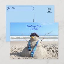Postpassage Hälsning från Florida Beach Snögubbe