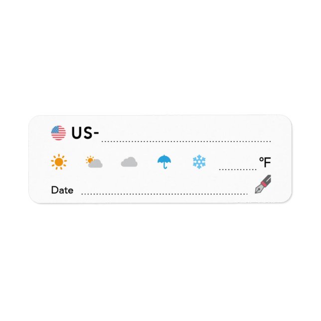 Postpassage ID US America Weather Date ラ ベ ル Returadress Etikett (Framsidan)