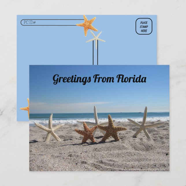 Postpassage - Seashells på stranden Vykort (Fram/baksida)