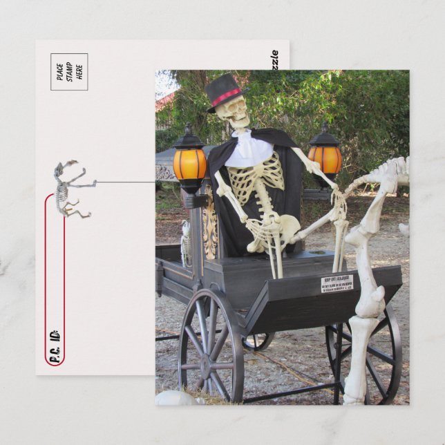 Postpassage - Skeleton Horse Carraige Postcard Vykort (Fram/baksida)