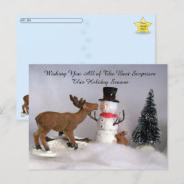 Postpassage - Snögubbe och renar Roligt Winter Vykort
