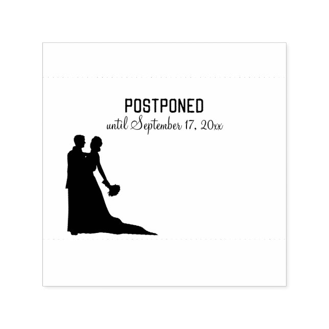 POSTPONED DANCED Bröllop para w New Event Date Självfärgande Stämpel (Design)
