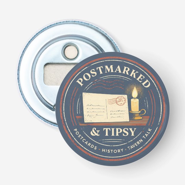 Poststämplad & Berusad Flasköppnare (Framsidan)