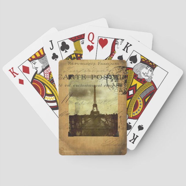 Poststämplade Paris som leker kort Spel Kort (Baksidan)