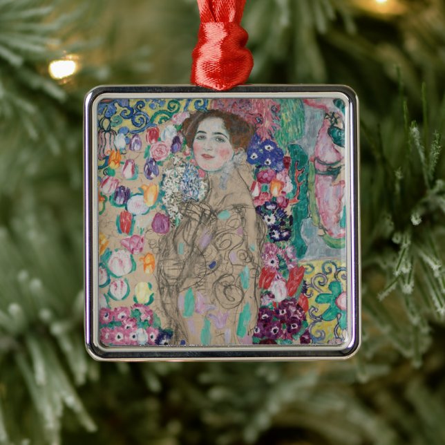 Postumt porträtt av Ria Munk av Gustav Klimt Julgransprydnad Metall (Träd)