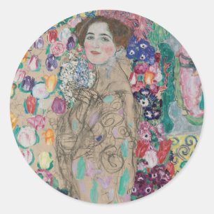 Postumt porträtt av Ria Munk av Gustav Klimt Runt Klistermärke