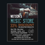 Postval, Music Store-reklam Flygblad<br><div class="desc">Spela in Select,  Music Store-annonsering med utfällbara utlösare av Affärskortet Store.</div>