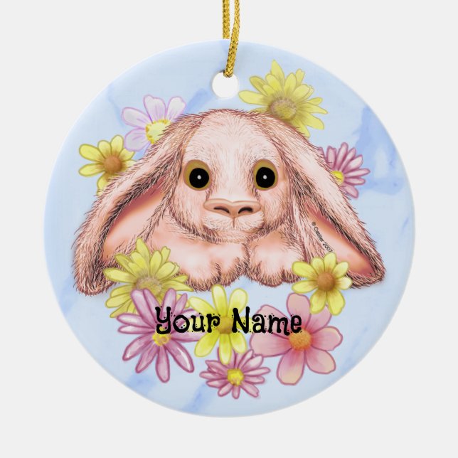 Posy Bunny Rabbit Julgransprydnad Keramik (Framsidan)