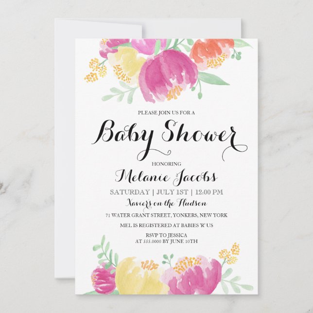Posy Garden | Baby Shower Inbjudningar (Framsida)
