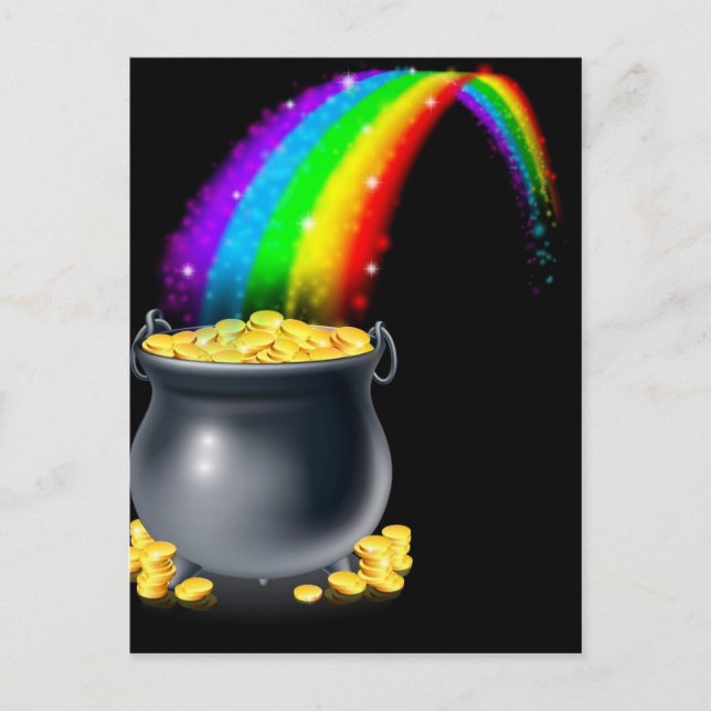 Pot av guld och regnbåge vykort (Framsida)