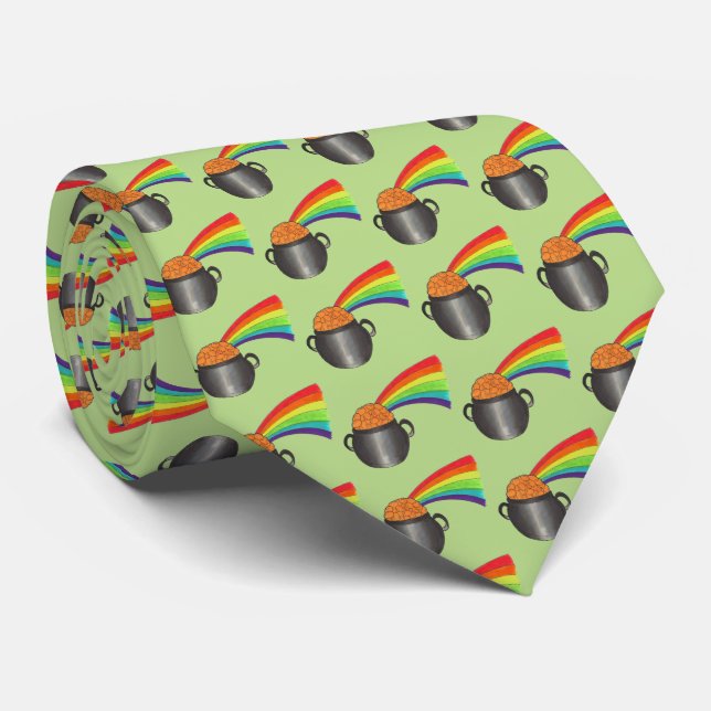 Pot av Guld Rainbow Grönt Saint patrick's day Tie Slips (Rullad)