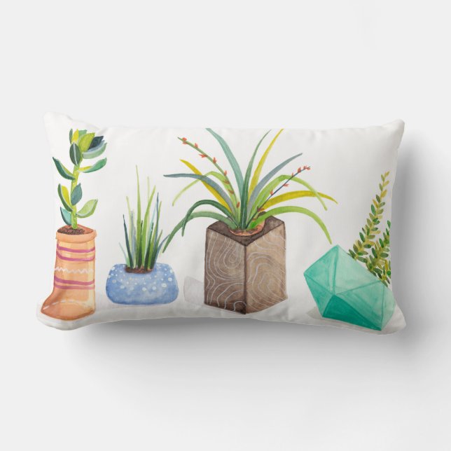 Pot av Succulents Lumbarkudde (Framsida)
