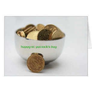 pot guld lycklig st patricks day hälsningskort