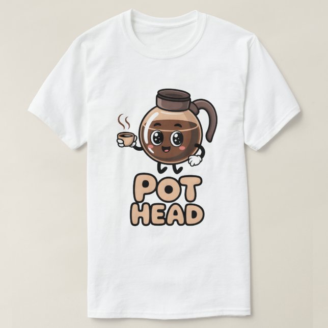 Pot Head Cute Kawaii Cafe Funny Coffee Lover Gift T Shirt (Design framsida)