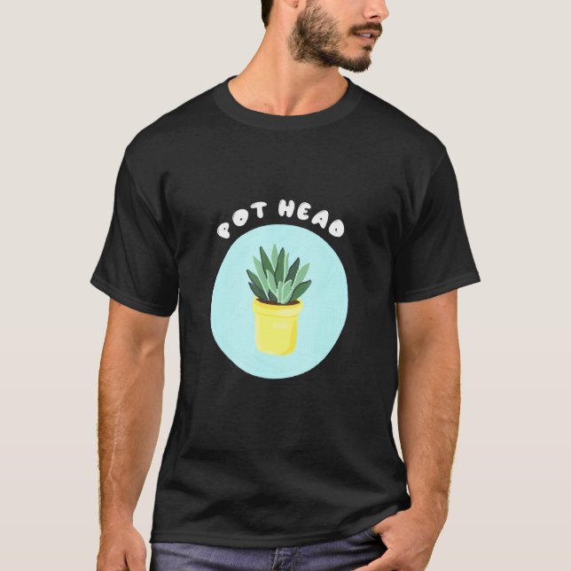 Pot Head Poted Plant Coola Gardeners Succulers T Shirt (Framsida)