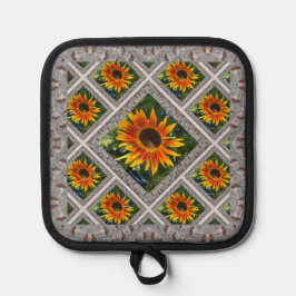 Pot Holder med Cheerful Sunblommor