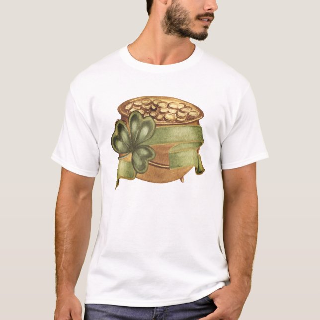 Pot of Gold Shamrock St. Patrick's Day T Shirt (Framsida)