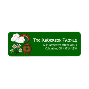 Pot of Guld Irish St. Patrick's Day Adressetikette Returadress Etikett