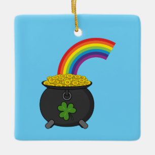 Pot of Guld Rainbow Tecknad Julgransprydnad Keramik