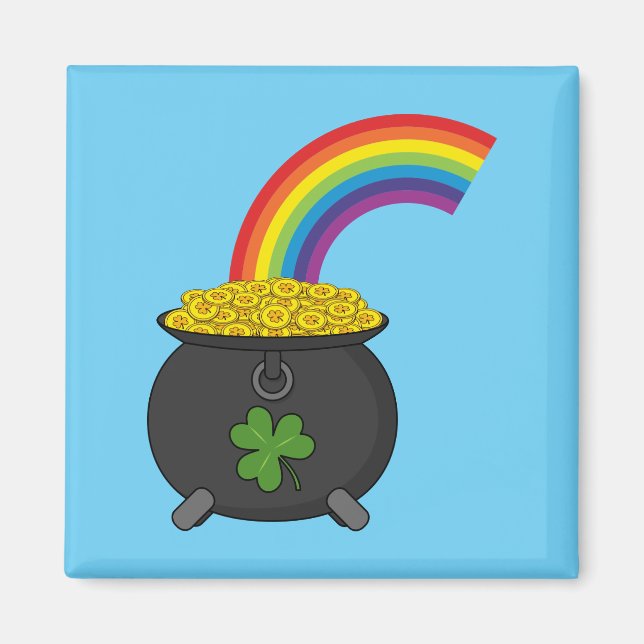Pot of Guld Rainbow Tecknad Magnet (Framsidan)