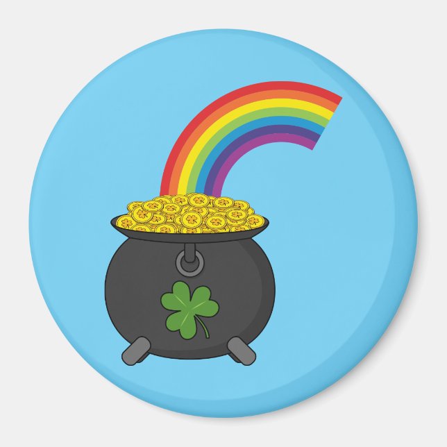 Pot of Guld Rainbow Tecknad Magnet (Framsidan)