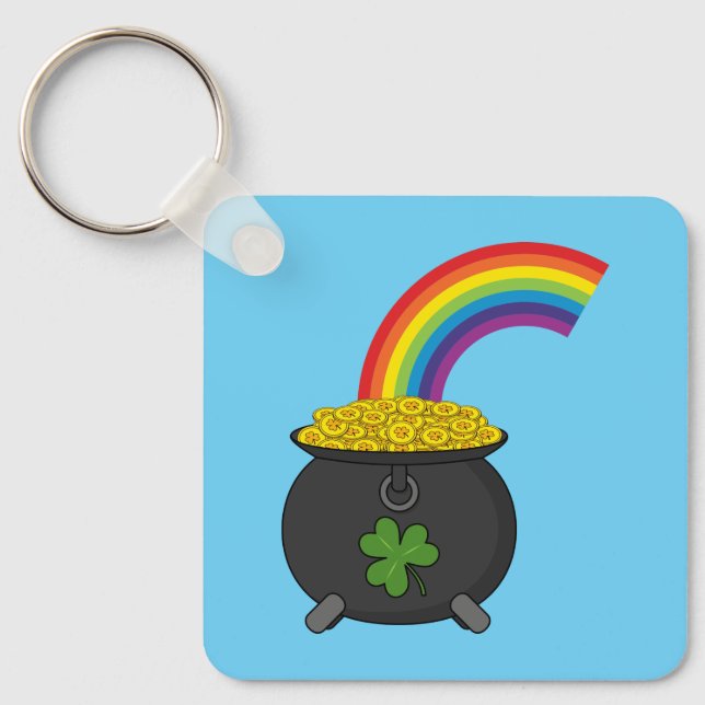 Pot of Guld Rainbow Tecknad Nyckelring (Framsida)